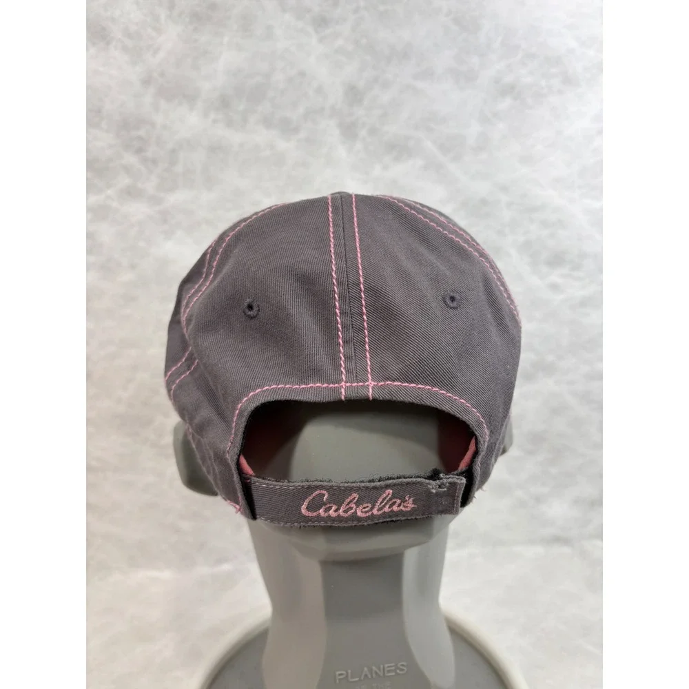 Cabelas Gray Pink‎ Embroidered Logo Baseball Cap Adjustable Hat Womens OSFM